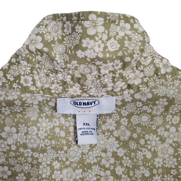 Old Navy Size XXL Shirt Blouse Floral Pearl Snap Cotton Western Cowgirl Fitted - Picture 4 of 7